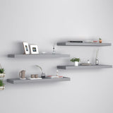 ZNTS Floating Wall Shelves 4 pcs Grey 80x23.5x3.8 cm MDF 323858
