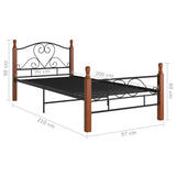 Bed Frame without Mattress Black Metal 90x200 cm 324932