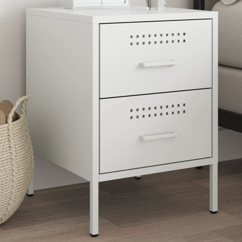 ZNTS Bedside Cabinet White 36x39x50.5 cm Steel 842932