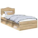 Bed Frame with Headboard Sonoma Oak 90 x 200 cm Solid Pine Wood 3412945