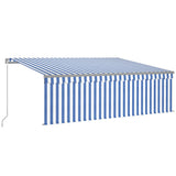 3069416 Manual Retractable Awning with Blind 4x3m Blue&White
