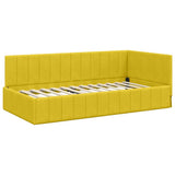 Corner Bed Frame with Headboard Yellow 100 cm x 200 cm Velvet 42016323