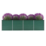 ZNTS Garden Raised Bed Galvanised Steel 320x80x77 cm Green 44845