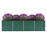 ZNTS Garden Raised Bed Galvanised Steel 320x80x77 cm Green 44845