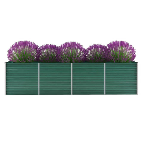 ZNTS Garden Raised Bed Galvanised Steel 320x80x77 cm Green 44845