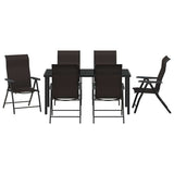 Garden Dining Set 7 pcs Black Coffee Powder-Coated Steel 3379272