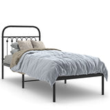 Metal Bed Frame without Mattress with Headboard Black 75x190cm 376590