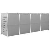 Quadruple Wheelie Bin Shed 276.5x77.5x112.5 cm Stainless Steel 149561