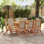 ZNTS 9 Piece Garden Dining Set Solid Wood Acacia and Textilene 3279313