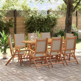 ZNTS 9 Piece Garden Dining Set Solid Wood Acacia and Textilene 3279313