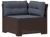 7-Seater Garden Sofa with Cushions Rattan Look PP Brown 3444165