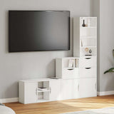 4 Piece TV Units with Storage ODDA White Solid Wood Pine 3365373