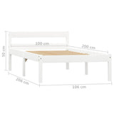 Bed Frame without Mattress White Solid Pine Wood 100x200 cm 283185