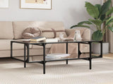 Coffee Table with Black Glass Top 98.5x50x45 cm Steel 846043