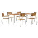 Outdoor Dining Set 7 pcs Solid Acacia Wood and Stainless Steel 3334794