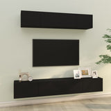 4 Piece TV Cabinet Set Black Engineered Wood 3114535