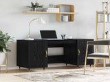 Desk with Shelf Black oak 140 x 50 x 75 cm Engineered wood 879524