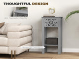 Set of Two Elegant Floral Cut-Out Side Tables - Grey T3398P344559