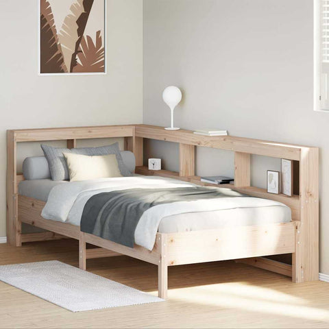 ZNTS Bookcase Bed without Mattress 75x190 cm Solid Wood Pine 3324445