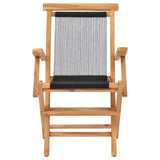 Garden Chair Set of 2 Black with wooden frame 49362