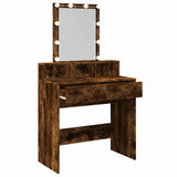 Dressing Table with LED Smoked Oak 80x41x144.5 cm 848182
