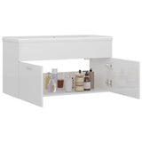 Sink Cabinet with Built-in Basin High Gloss White Engineered Wood 3070844