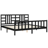 Bed Frame without Mattress Black 200x200 cm Solid Wood Pine 3191995