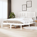 Bed Frame White Solid pinewood 160x200 cm Decorative Inlays 3101034
