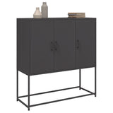 Highboard Black Steel Medium Highboard Rectangular Industrial 846536