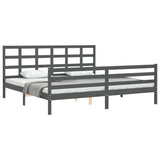 Bed Frame without Mattress Grey 200x200 cm Solid Wood 3194008