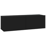 Wall TV Cabinets 2 pcs Black 100x30x30 cm Engineered Wood 804545