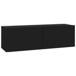 ZNTS 8 Piece TV Cabinet Set Black Engineered Wood 3114415