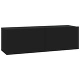 ZNTS 8 Piece TV Cabinet Set Black Engineered Wood 3114415