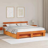 Bed Frame with Headboard Wax Brown 180 x 200 cm Solid Pine Wood 3382267