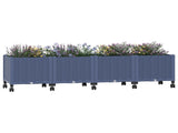Garden Planter with Wheels Blue Grey 160 x 40 x 48 cm PP 3423135