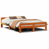 Bed Frame without Mattress Wax Brown 160x200 cm Solid Wood Pine 855468