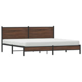 Metal Bed Frame without Mattress Brown Oak 193x203 cm 3301407