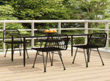 5 Piece Garden Dining Set Black Poly Rattan 3157883