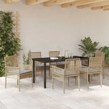 Garden Dining Set with Cushion 7 pcs Beige Poly Rattan 3379888