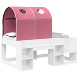 Bed with Tunnel with Shelf 3 pcs White and Pink Engineered Wood 3423500