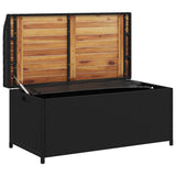 Storage Bench Black 100x50x52 cm Poly Rattan and Acacia Wood 365949