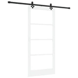 Sliding Door White 93 x 202 cm Solid Pine Wood and Glass 3332316