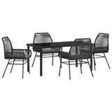 Garden Dining Set with Cushion 5 pcs Black Poly Rattan 3380872