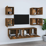 6 Piece TV Cabinet Set Smoked Oak Engineered Wood 3120239