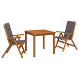 3-Piece Garden Dining Set Natural Solid Acacia Wood 3434591