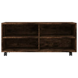 TV Cabinet with Castors Smoked Oak 90x35x35 cm Engineered Wood 815258