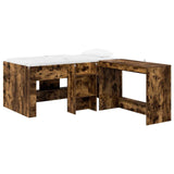 Kids'High Bed Frame with Desk 2 pcs Smoked Oak Engineered Wood 3423466