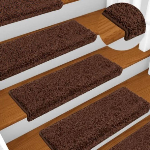 Stair Mats 10 pcs 65x21x4 cm Brown Rectangular Edge 149821