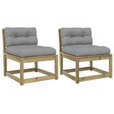 Garden Sofa Set of 2 Grey Impregnated pine wood, Polyester Medium 844708