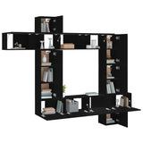 ZNTS 9 Piece TV Cabinet Set Black Engineered Wood 3114655